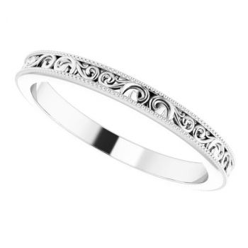 2.5mm Women's Paisley Wedding Band Ring in 14K White Gold 5