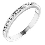 2.5mm Women's Paisley Wedding Band Ring in 14K White Gold