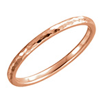 2mm 14K Rose Gold Comfort-Fit Hammered Wedding Band Ring