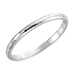 2mm Hammered Wedding Band Ring in 14K White Gold