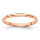 Lightweight Plain 2mm 14K Rose Gold Wedding Band Ring