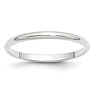 Lightweight Plain 2mm Wedding Band Ring in 14K White Gold