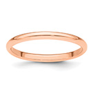 14K Rose Gold Plain 2mm Wedding Band Ring