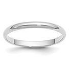 Plain Polished 2mm Wedding Band Ring in 14K White Gold