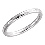 3mm Comfort-Fit Hammered Wedding Band Ring in 14K White Gold