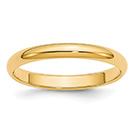 14K Gold Plain Polished 3mm Wedding Band Ring