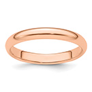 Plain Polished 3mm Wedding Band in 14K Rose Gold