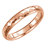4mm Comfort-Fit Hammered Wedding Band Ring in 14K Rose Gold
