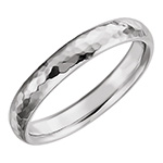 4mm 14K White Gold Comfort-Fit Hammered Wedding Band Ring