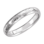 4mm 14K White Gold Hammered Wedding Band Ring