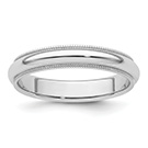 Platinum 4mm Milgrain Comfort-Fit Wedding Band Ring