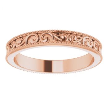4mm Women's Paisley Wedding Band Ring in 14K Rose Gold 3