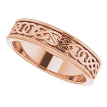 5mm 14K Rose Gold Celtic Knot Wedding Band Ring for Men 5