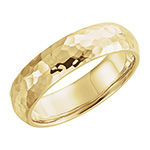5mm 14K Gold Comfort-Fit Hammered Wedding Band Ring