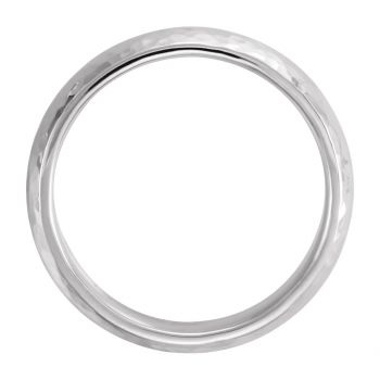 5mm Comfort-Fit Hammered Wedding Band Ring in 14K White Gold 2