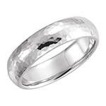 5mm Comfort-Fit Hammered Wedding Band Ring in 14K White Gold