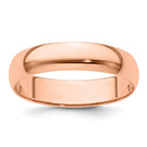 14K Rose Gold Lightweight Plain 5mm Wedding Band Ring