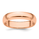 Plain Polished 5mm 14K Rose Gold Wedding Band Ring