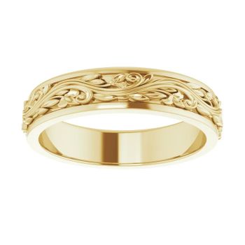 Women's Sculpted Paisley Wedding Band Ring in 14K Gold 3