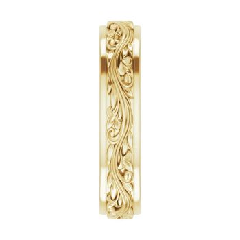 Women's Sculpted Paisley Wedding Band Ring in 14K Gold 4