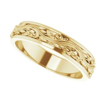 Women's Sculpted Paisley Wedding Band Ring in 14K Gold 5