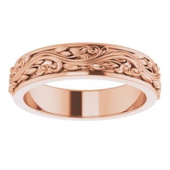 5mm Women's 14K Rose Gold Sculpted Paisley Wedding Band Ring 3