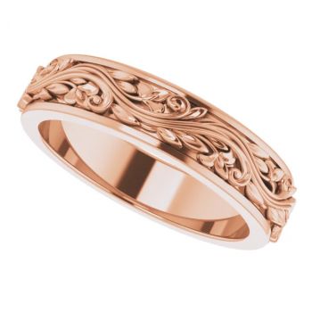 5mm Women's 14K Rose Gold Sculpted Paisley Wedding Band Ring 5
