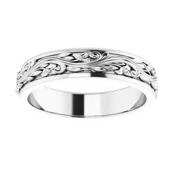14K White Gold Sculpted Paisley Wedding Band Ring for Women 3