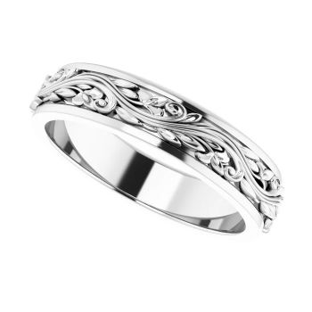 14K White Gold Sculpted Paisley Wedding Band Ring for Women 5