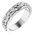 14K White Gold Sculpted Paisley Wedding Band Ring for Women