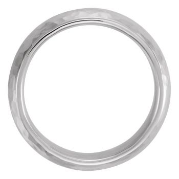 6mm 14K White Gold Comfort-Fit Hammered Wedding Band Ring 2