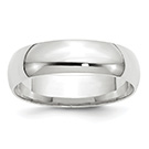 14K White Gold Comfort-Fit Lightweight 6mm Wedding Band Ring