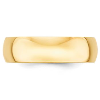 Lightweight Plain 6mm 14K Gold Wedding Band Ring 2