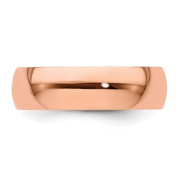Lightweight Plain 6mm Wedding Band Ring in 14K Rose Gold 3