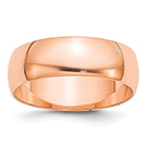 Lightweight Plain 6mm Wedding Band Ring in 14K Rose Gold