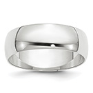 14K White Gold Lightweight Plain 6mm Wedding Band Ring