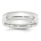 Platinum 6mm Milgrain Comfort-Fit Wedding Band Ring