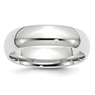 14K White Gold 6mm Plain Comfort Fit Wedding Band Ring