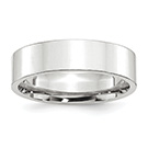 6mm Plain Polished Flat Wedding Band Ring in Platinum