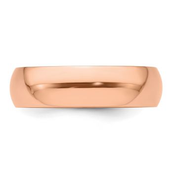 Plain Polished 6mm Wedding Band in 14K Rose Gold 3