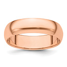 Plain Polished 6mm Wedding Band in 14K Rose Gold