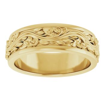 6mm Paisley Wedding Band Ring for Men in 10K Gold 3
