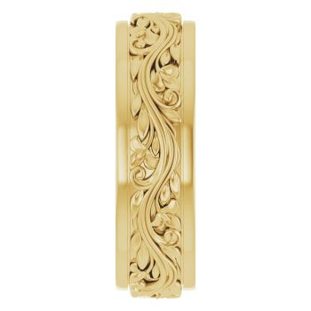 6mm Paisley Wedding Band Ring for Men in 10K Gold 4