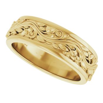 6mm Paisley Wedding Band Ring for Men in 10K Gold 5