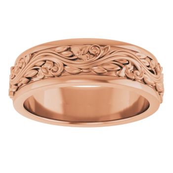 6mm Men's Sculpted Paisley Wedding Band Ring in 14K Rose Gold 3