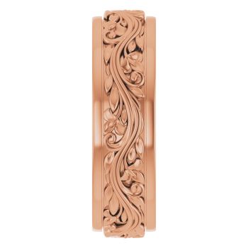 6mm Men's Sculpted Paisley Wedding Band Ring in 14K Rose Gold 4