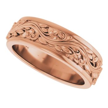 6mm Men's Sculpted Paisley Wedding Band Ring in 14K Rose Gold 5