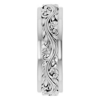 6mm 14K White Gold Sculpted Paisley Wedding Band Ring for Men 4
