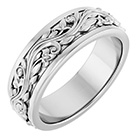 6mm 14K White Gold Sculpted Paisley Wedding Band Ring for Men
