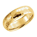7mm Comfort-Fit Hammered Wedding Band Ring in 18K Gold